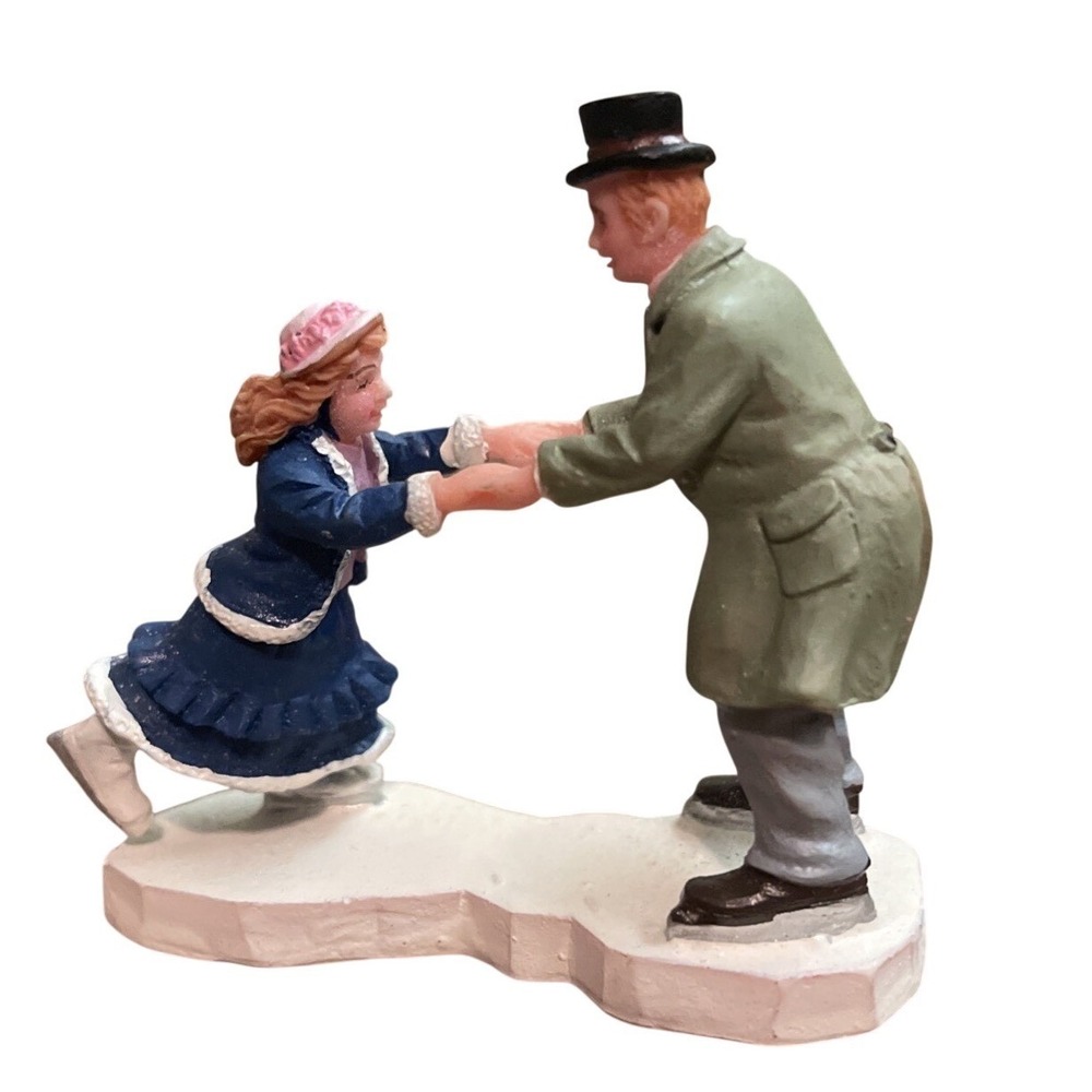 Lemax Carole Towne Skating Lessons 2005 Christmas Village Figure Daughter Father